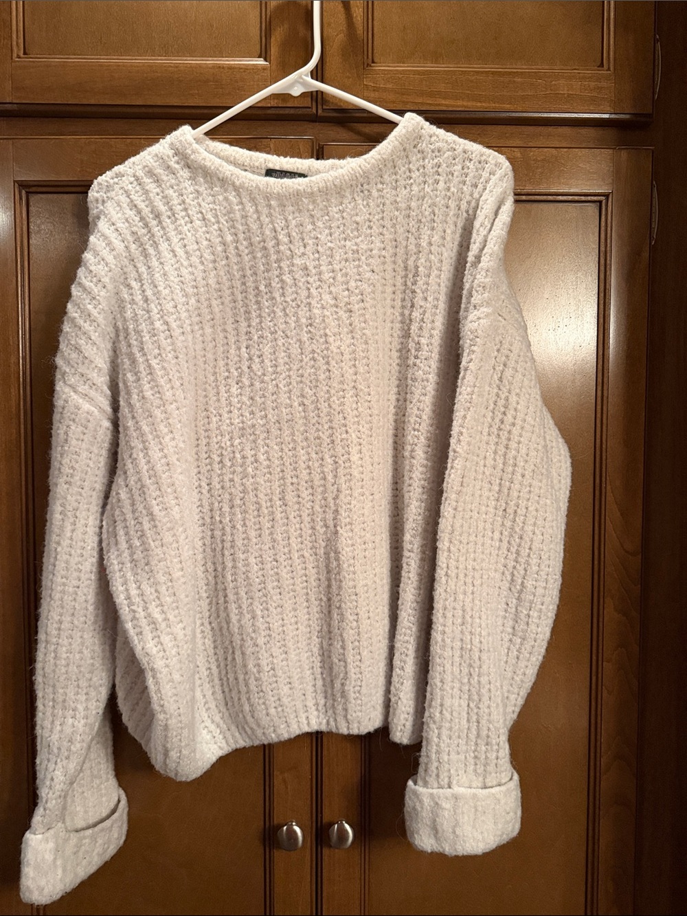 Relaxed Crewneck Sweater in Cream alpaca blend Medium